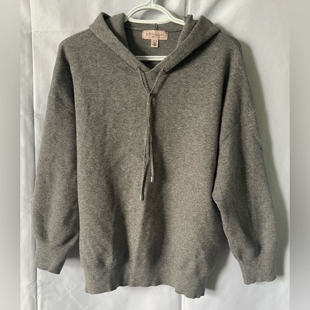 Philosophy Republic Clothes Gray Knit Slouchy Hoodie Sweater